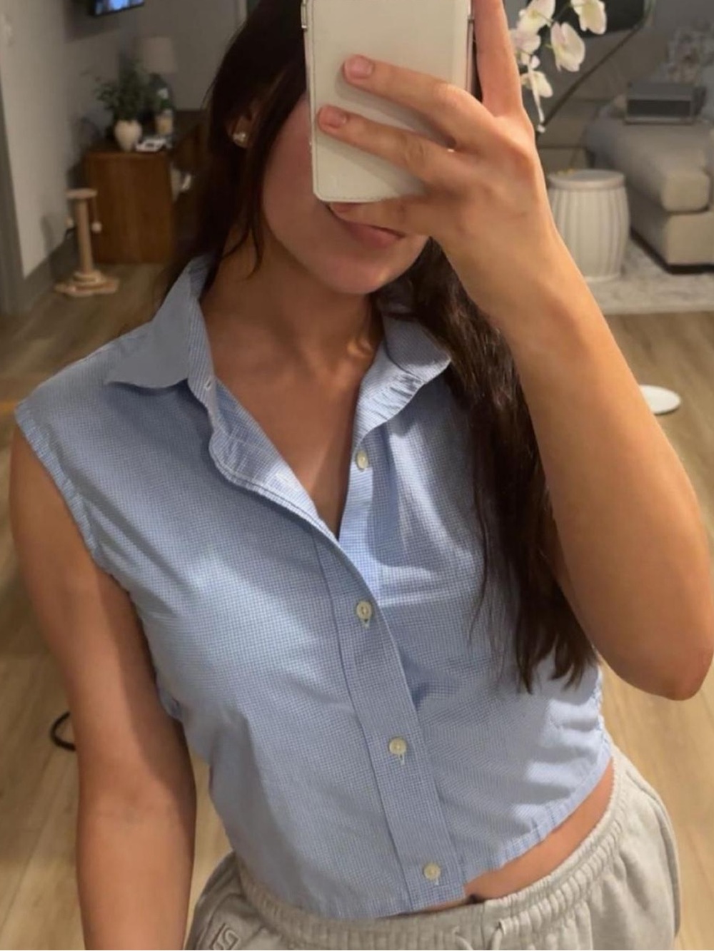 Ralph Lauren Cropped Sleeveless Button-Down